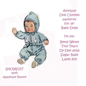 Antique Doll Outfit Sewing Patterns - 14&quot; Baby Dolls - Printable PDF Download - Great for Doll Collectors and Gifts for Children