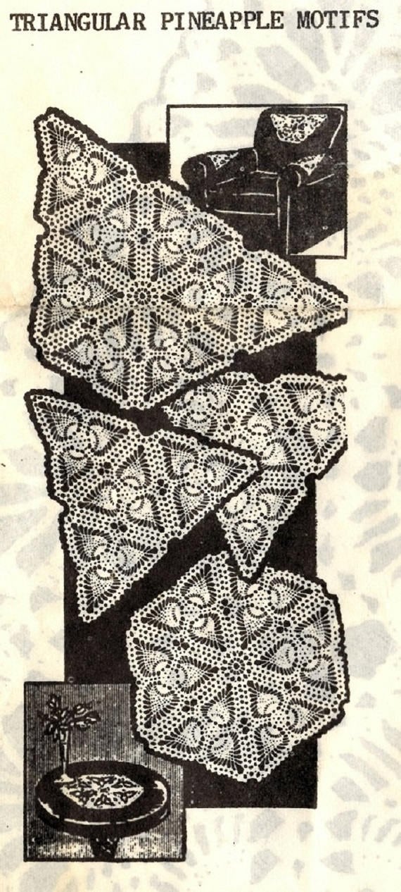 Vintage Crochet PATTERN 5276 Triangle Motif Pineapple Design 5