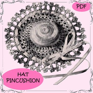 7414 Hut Nadelkissen Häkelanleitung PDF Sofort-Download aus dem 50er Jahre Stern-Buch 74