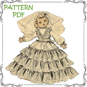 Digitales Puppenkleid MUSTER 6919 für 16&quot; Toni oder Harriet Hubbard Ayers ein Brautkleid oder Abendkleid & ein Kurzes Kleid