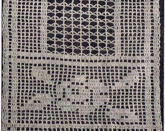 1940s Crochet PATTERN Rose scarf in Filet crochet & lacet stitch taken from a 1948 Workbasket PDF instant download