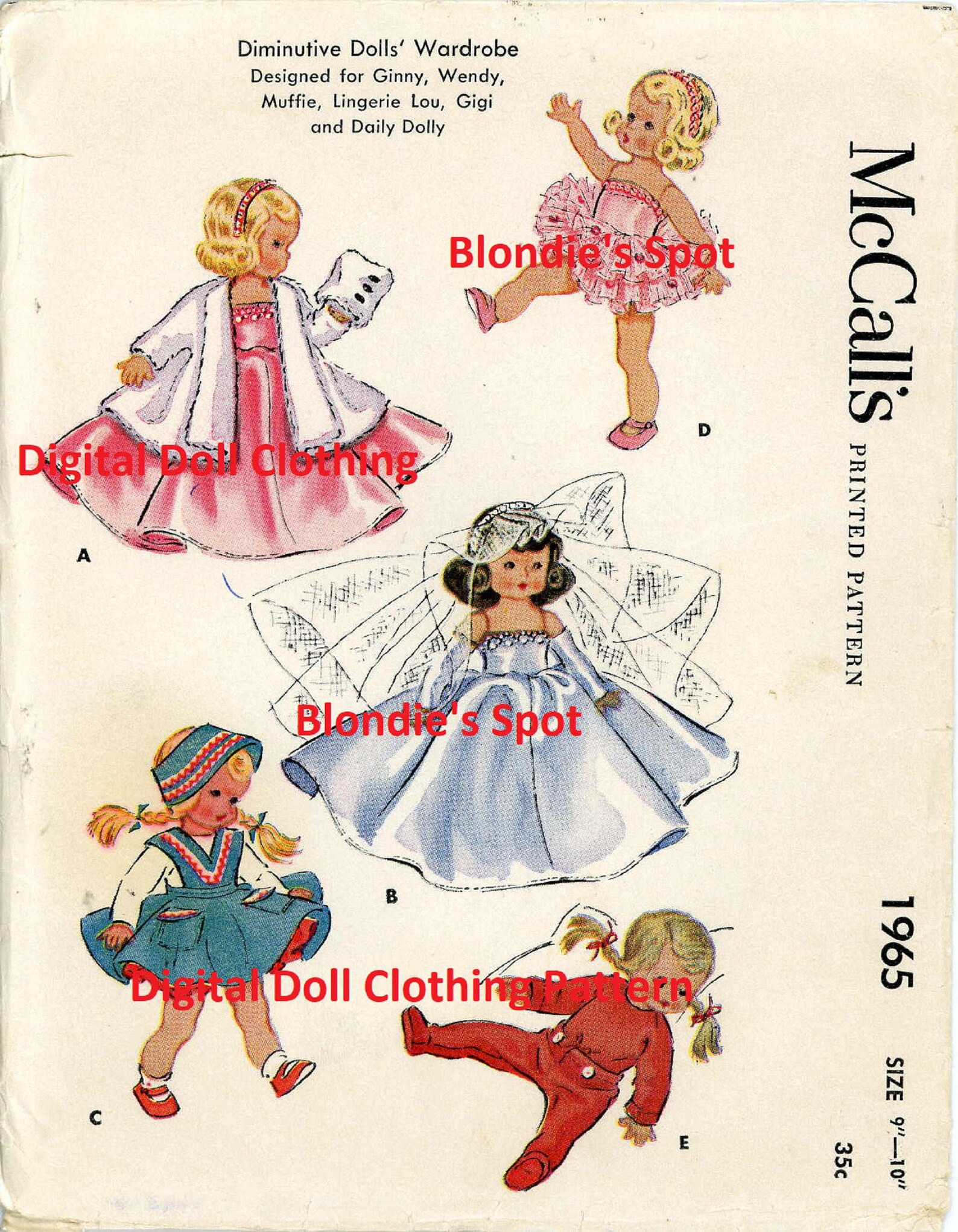 Ginny Doll Clothing Pattern in Digital in PDF Format 1965 for Etsy