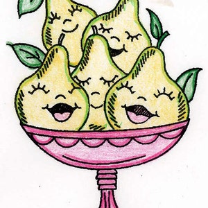 Digital Hand Embroidery Pattern Design PDF Instant Download File 692 Animated Fruit for Kitchen Dish Towels 1960s