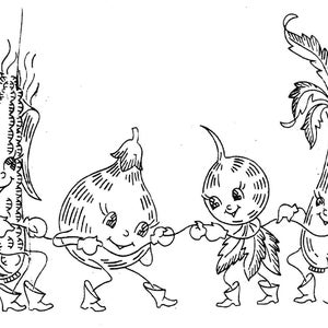 Digital Vintage Hand Embroidery 198 Animated Anthropomorphic Vegetables for Kitchen Linens 1950s in PDF Format Instant Download