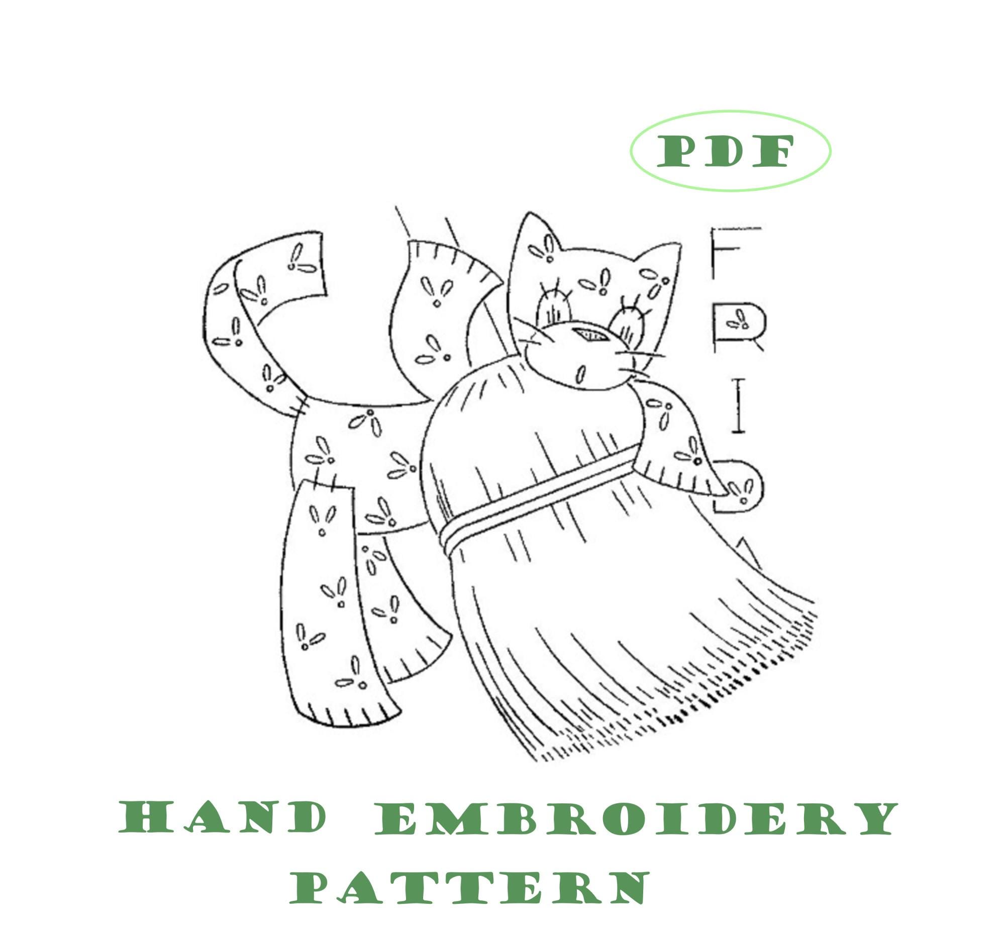 Hand Embroidery Pattern WB 2-945 Quilted Kittens for Days of