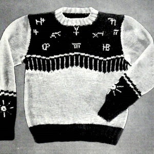 Cattle Brands Sweater Knitting PATTERN Western Cowboy Pullover size children 8 PDF instant download
