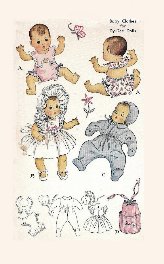 Vintage Doll Clothes PATTERN 713 for 15 in Dy Dee Little Girl Doll by Effanbee