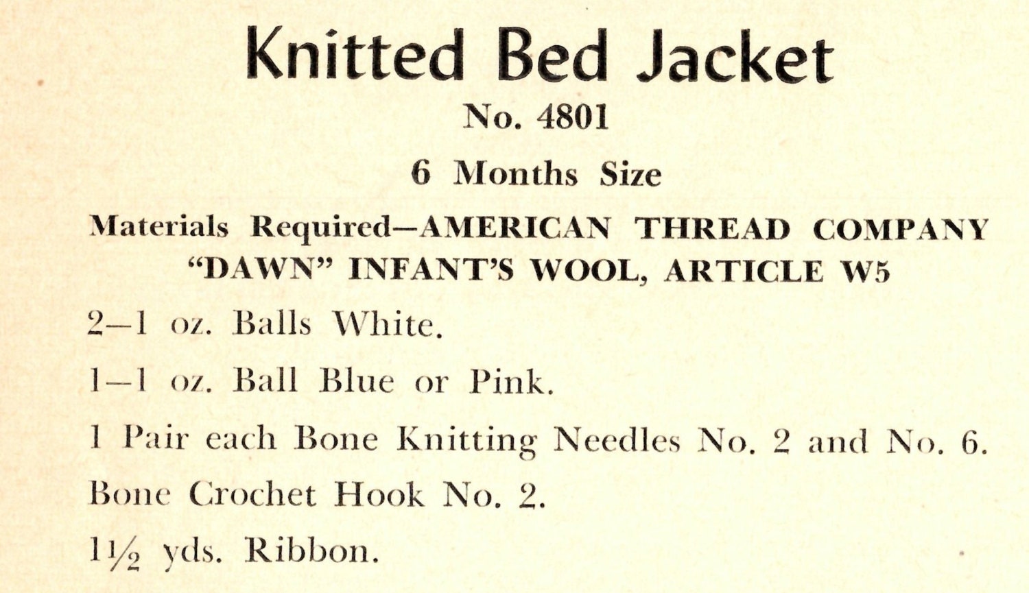 1940s Bed Jacket PATTERN Matching for Baby & Mother in Knit # 4801 PDF ...