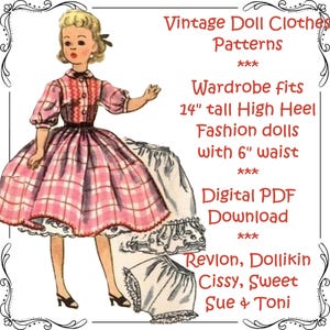 Patrón de ropa para muñecas de 14" de tacón alto, Revlon, Dollikin, Cissy, Sweet Sue, Sophisticate, Toni ble, PDF imprimible.