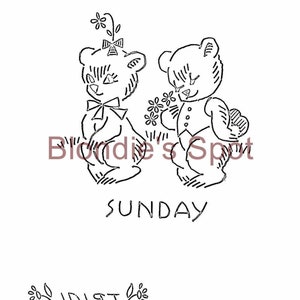 Busy Bears for Days of the Week Kitchen Dish Towels 2468 Digital PDF ...