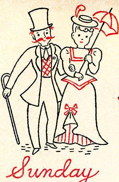 1551 Naughty Nineties 1920s Gay Nineties for Hand Embroidery Dish Towels 1940s