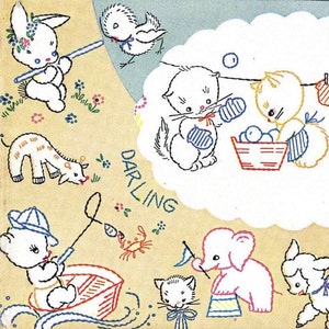 Vintage Hand Embroidery 199 Pets for Baby Kitten Lamb Puppy Elephant 1950's Digital PDF Format Instant Download emailed 2U image 3