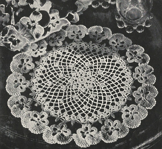 Pansy Doily Pattern Vintage Crocheted Doily 6-8-9-10 Diameter Crocheting pattern *PDF Instant Download*
