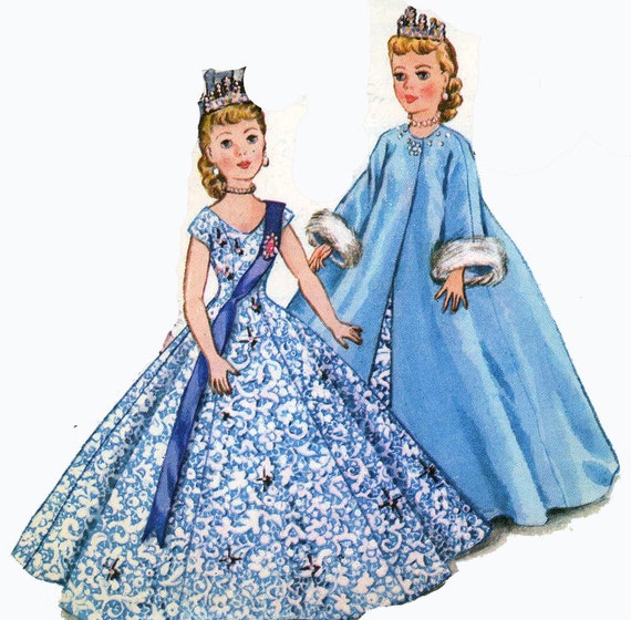 Vtg 1950s Doll Clothes Pattern ~ 14/" Toni 15/" Miss Revlon Wedding Gown Dress