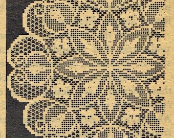 Old Crochet pattern 543 Filet Doily with Flowers and Leaves in the Deisgn Sizes 18 13 26 20 inches PDF Instant Download
