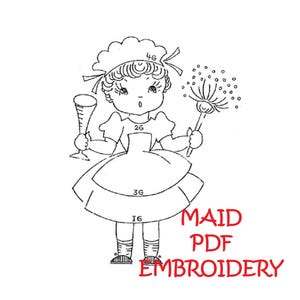 Whimsical Animated Vegetable Embroidery Design - no. 103 Animated Antropomorphic Chef Maid Fruits Vegetables -  Printable PDF Download