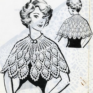 以下が含まれることがあります： 黒いレースのショールを着用した女性の白黒のイラスト。ショールは黒のドレスの上に着用されています。女性は短く、カールした髪をしています。