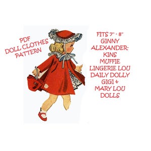 Charming Vintage Doll Clothes Patterns for 7&quot; - 8&quot; Ginny Dolls - Printable PDF Download - Alexander-Kins, Muffie - Dresses - Clown Costume