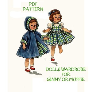 Charming Vintage Doll Clothing Patterns - Sew Your Own! -  Wardrobe for 8&quot; Ginny or Muffie - Printable PDF Pattern