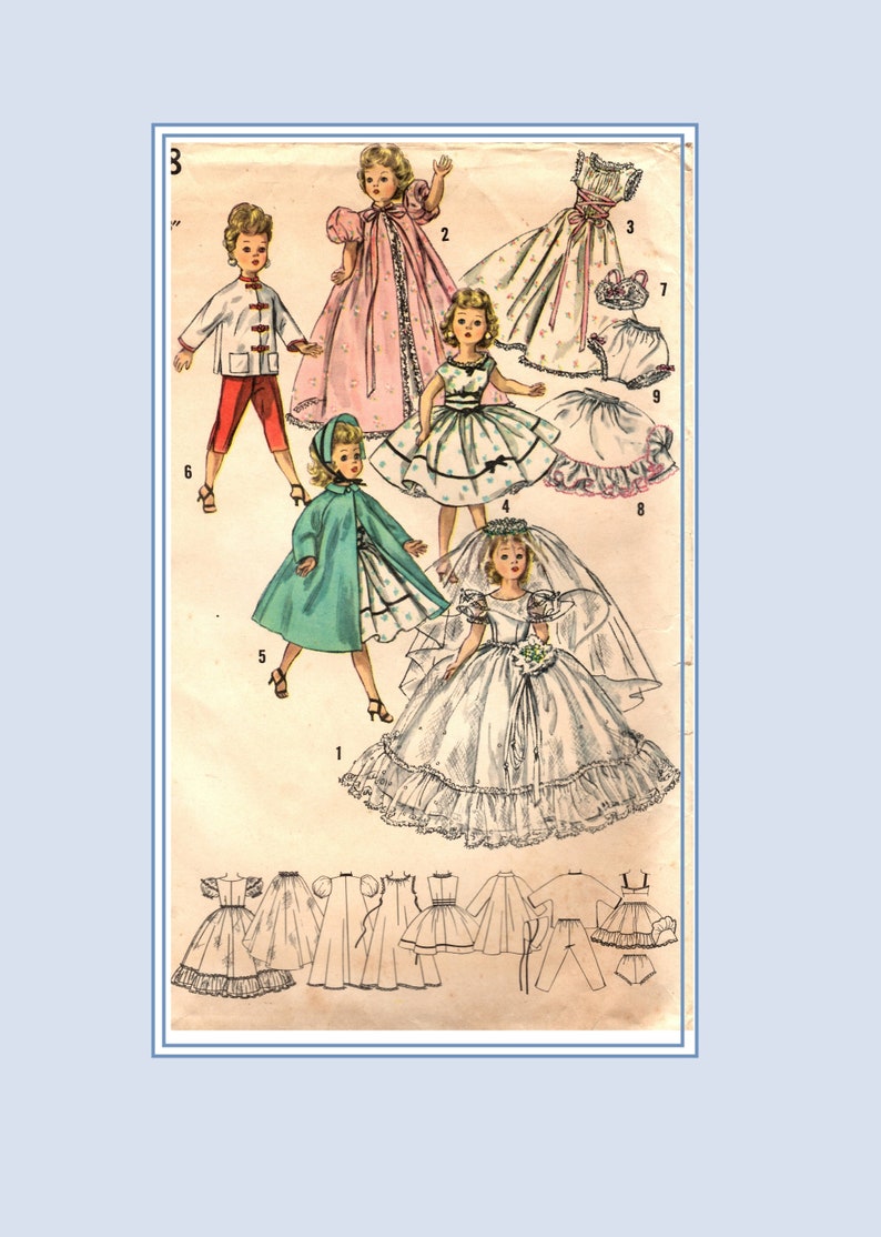 Vtg Doll Clothes Dress Pattern ~ for 19/" 20/" Sweet Sue Toni Cissy Miss Revlon