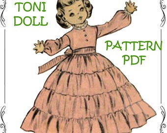 Digital Vintage Doll Clothing Pattern for 21" Toni & Sweet Sue - PDF Download - Handmade gift for Doll Collector - Wardrobe for Walker dolls