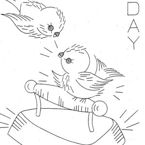 Digitalt PDF handbroderimönster 626 Upptagna fåglar för vardagar Diskhanddukar mån tvätt tis strykning ons sömnad tors grönsaker fre städning