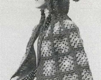 Vintage Crochet PATTERN 7259 Granny Square Cape with Hood one size fits 10 to 16 PDF instant Download