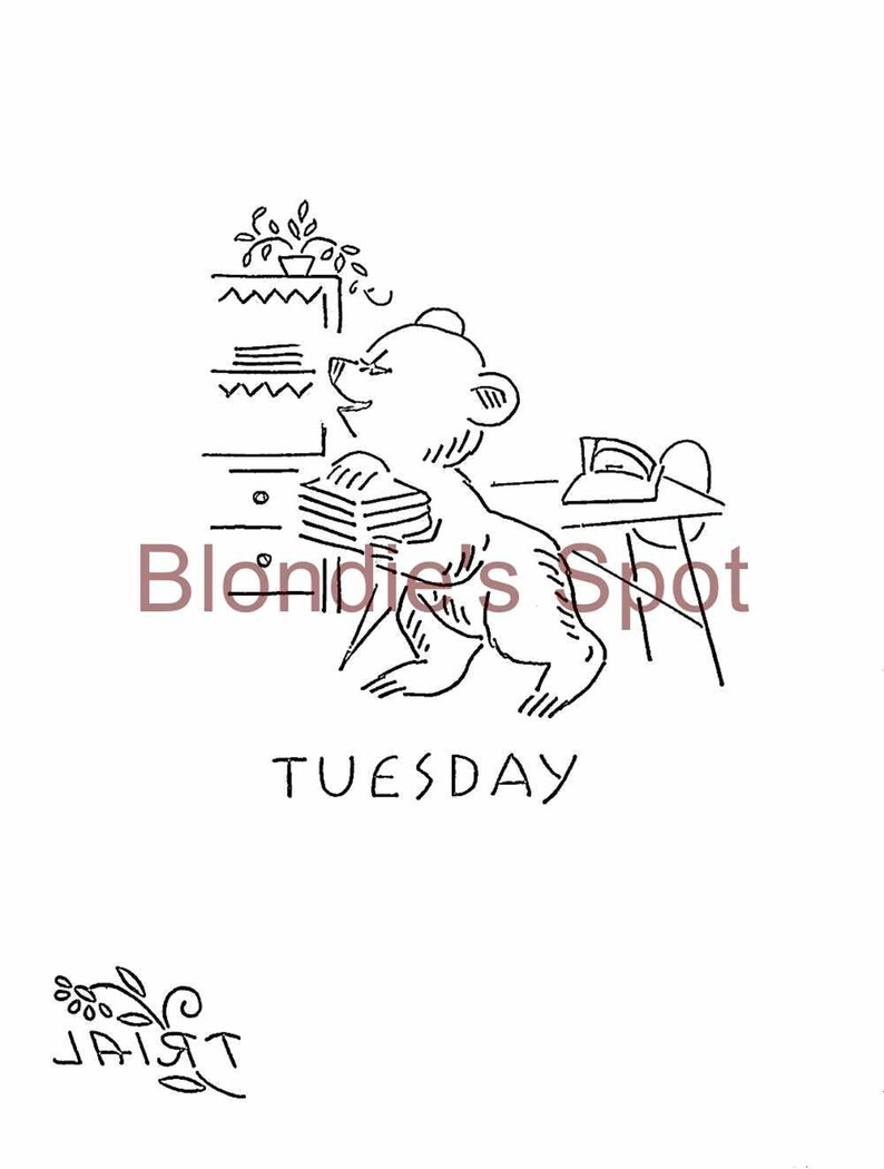 Busy Bears for Days of the Week Kitchen Dish Towels 2468 Digital PDF ...