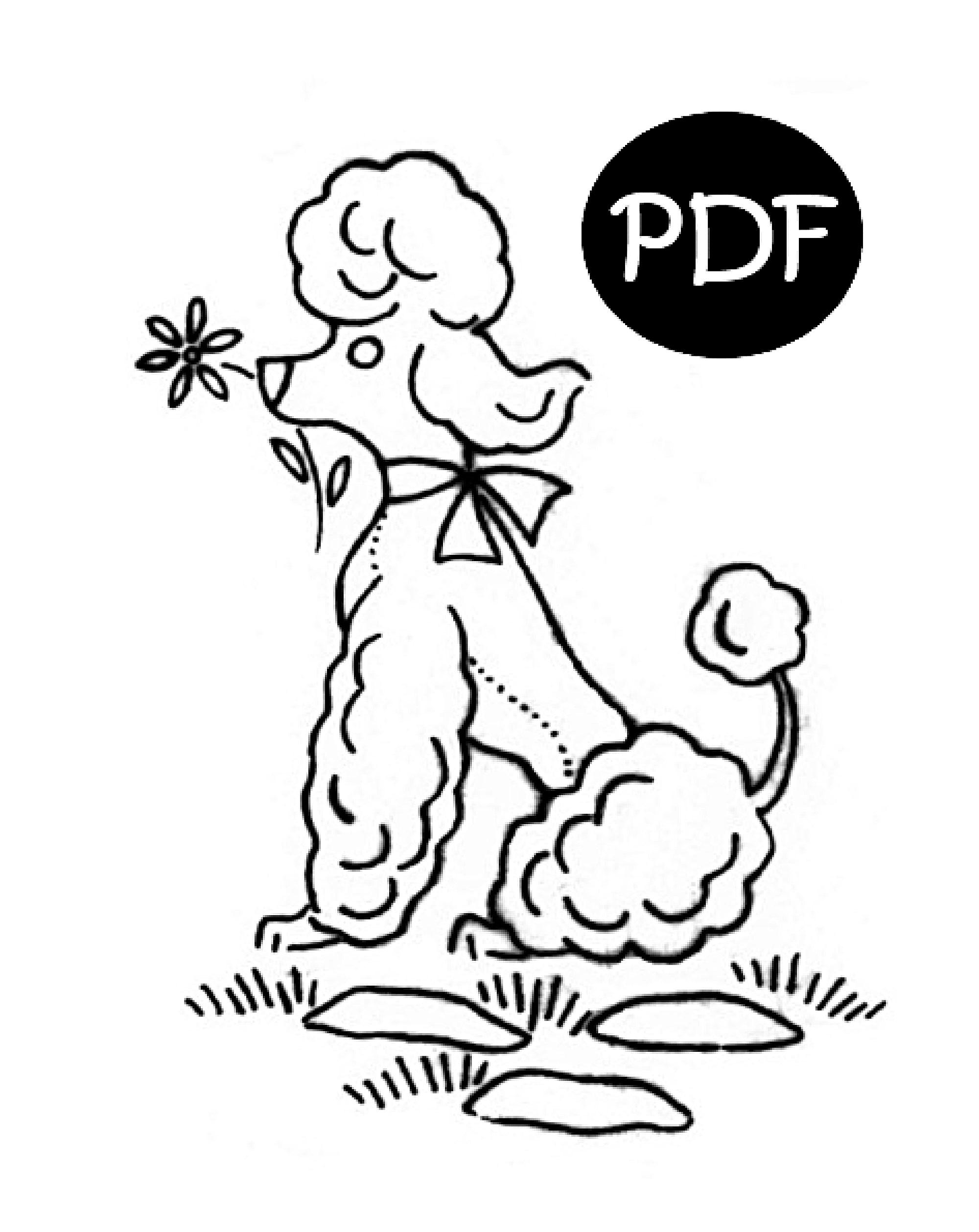 Vintage Poodle Embroidery Patterns- Digital PDF Download - DIY Tea ...