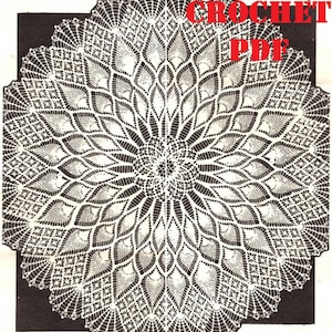 Vintage / Retro Crochet Pattern 7421 DIGITAL - PDF file Round Doily or Tablecloth in Pineapple & Spider Web design - Three sizes 40" 50" 75"