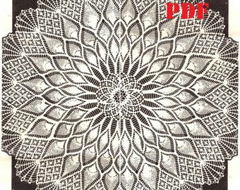 Vintage / Retro Crochet Pattern 7421 DIGITAL - PDF file Round Doily or Tablecloth in Pineapple & Spider Web design - Three sizes 40" 50" 75"
