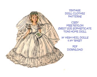 Patrón de ropa para muñecas de tacón alto vintage: descarga instantánea en PDF para muñecas Miss Revlon de 18", Toni Home Perm, Sweet Sue Sophisticate o Cissy
