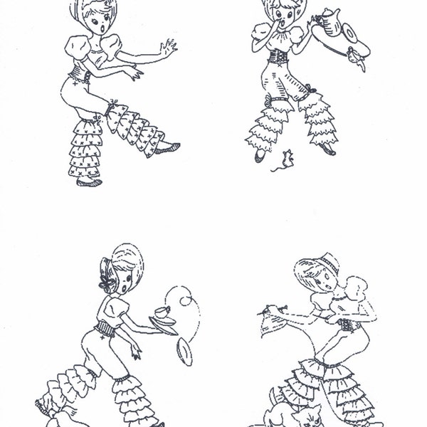 Hand Embroidery Pantaloon Girls CanCan Girls Saloon dancing Girls 1920's to 1940's in Digital PDF format Instant Download