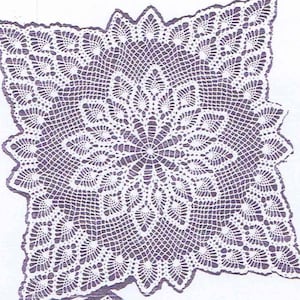 Digital Crochet Pattern - 7277 TV Doily crochet PATTERN 24&quot; X 24&quot; doily 24&quot; x 48&quot; scarf 96&quot; x 96&quot; Spread PDF emailed 2U