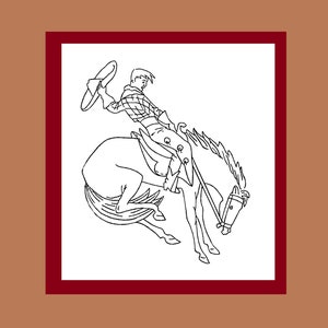 Digital Vintage Embroidery PATTERN 3709 Cowboy motifs Bronc Rider Roper Cattle Brands Horses PDF instant download