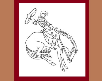 Digital Vintage Embroidery PATTERN 3709 Cowboy motifs Bronc Rider Roper Cattle Brands Horses PDF instant download