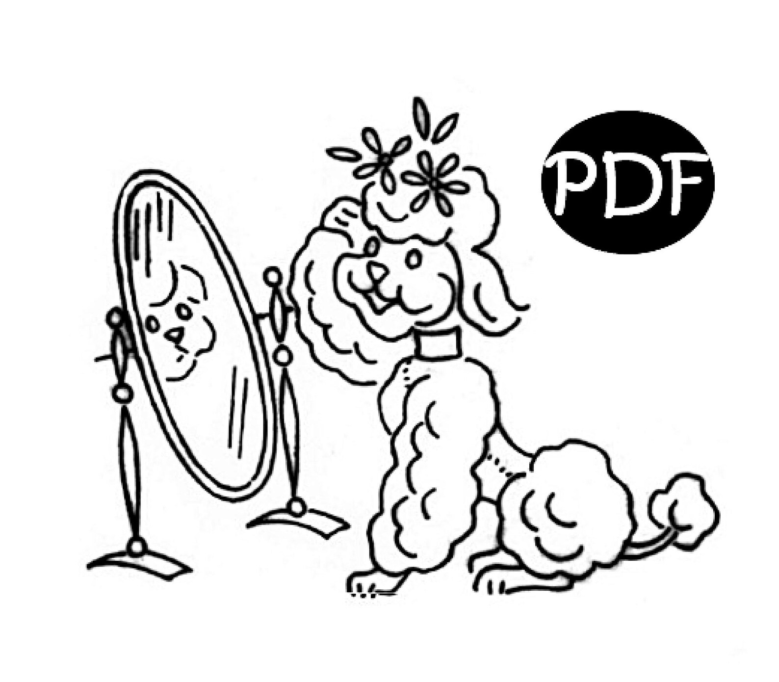 Vintage Poodle Embroidery Patterns- Digital PDF Download - DIY Tea ...