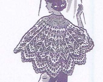 Digital Vintage Crochet PATTERN 787 Misses Cape Shawl lacy pattern solid yoke 1960's Digital crochet Pattern PDF instant Download