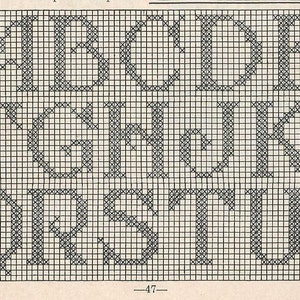 Crochet Initials in Filet Crochet PATTERN 5009 taken from a 1950s Workbasket Initials for Monogramed Linens changed to PDF instant download