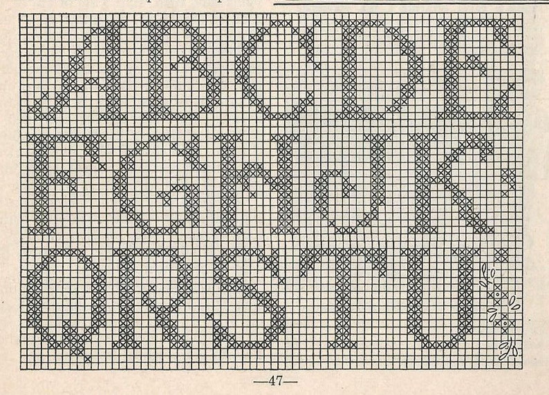 Crochet Initials in Filet Crochet PATTERN 5009 taken from a 1950s Workbasket Initials for Monogramed Linens changed to PDF instant download image 1