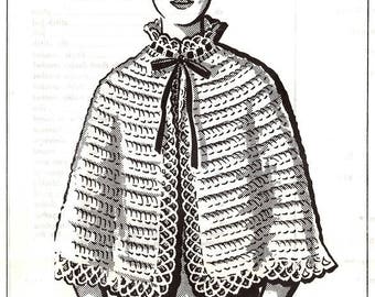 Vintage Crochet PATTERN 5375 Cape Capelet Misses Small Medium Large from the 1960s PDF file emailed 2U Instant Download use 4ply yarn H hook