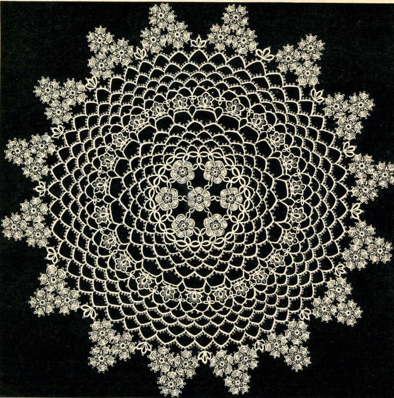 5403 Vintage Tatting PATTERN for Tatted Flower Doily Taken From 1950s