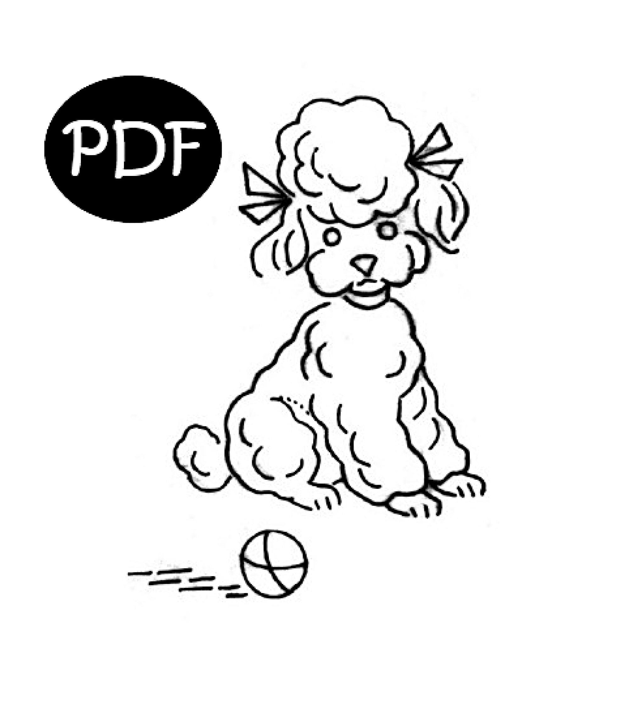 Vintage Poodle Embroidery Patterns- Digital PDF Download - DIY Tea ...