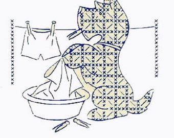 Vintage Hand Embroidery PATTERN 231 Cross Stitch Scottie Dogs for Days of the Week towels 1940's Digital PDF Instant Download