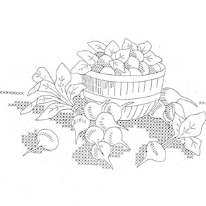 Digital Hand Embroidery PATTERN 148 Vegetable for Kitchen dish towels - Green Beans - Corn on the cob - Bell Peppers - Tomatoes - Carrots