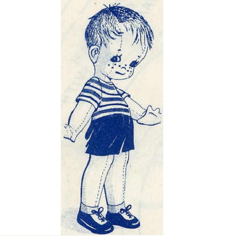 Stuffed Toy PATTERN 7106 Vintage 24 Jointed Boy Doll Pattern with Shorts /& Top