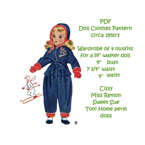 Sweet Sue Walker Doll Wardrobe: Antique Clothing Patterns, PDF Download for 18&quot; Walker dolls - Cissy, Miss Revlon, Sweet Sue, Toni Home perm