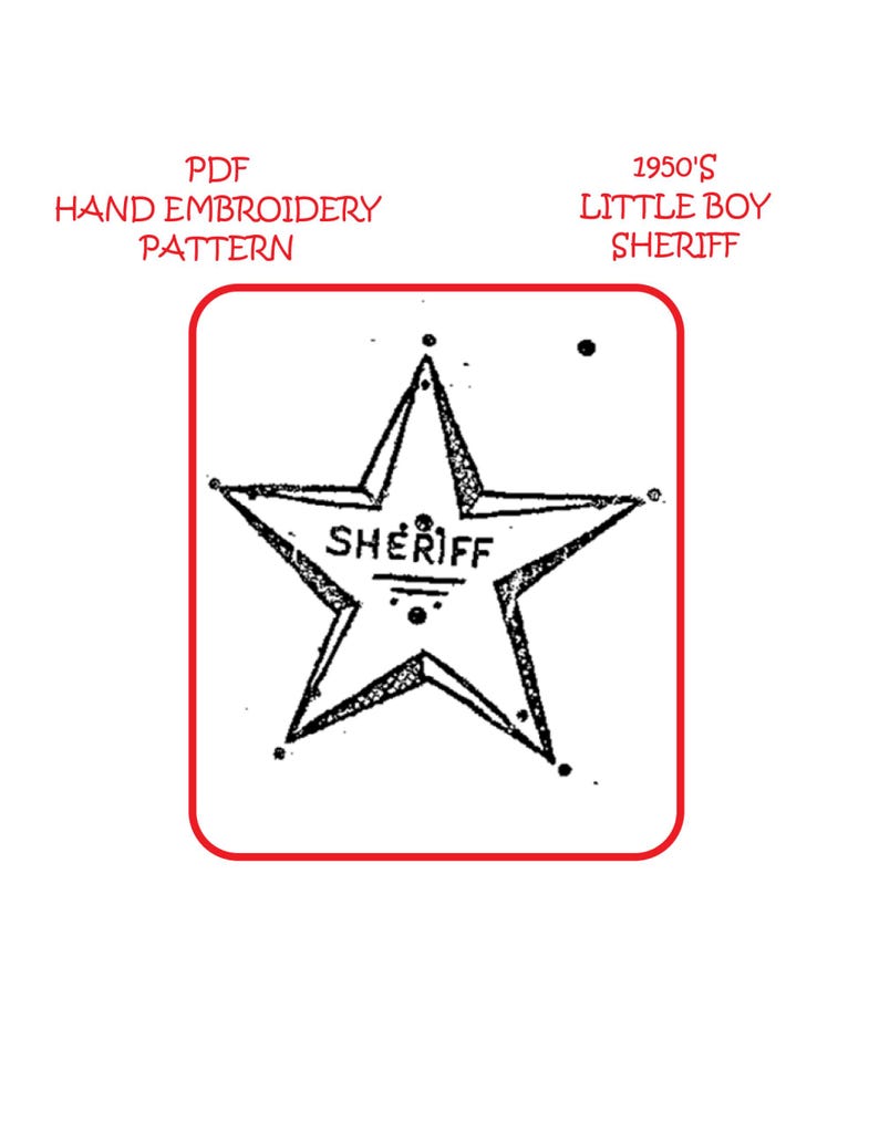 Retro Hand Embroidery Pattern 104 50s Little Cowboys & the Sheriff ...