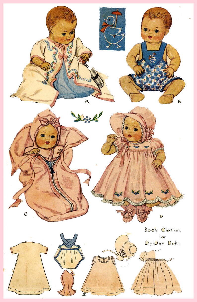 Vintage Doll Clothes PATTERN 713 for 15 in Dy Dee Little Girl Doll by Effanbee