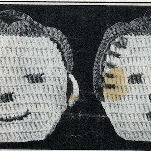 Vintage Crochet PATTERN PDF File Funny Faces Potholder 1950s in Instant Download